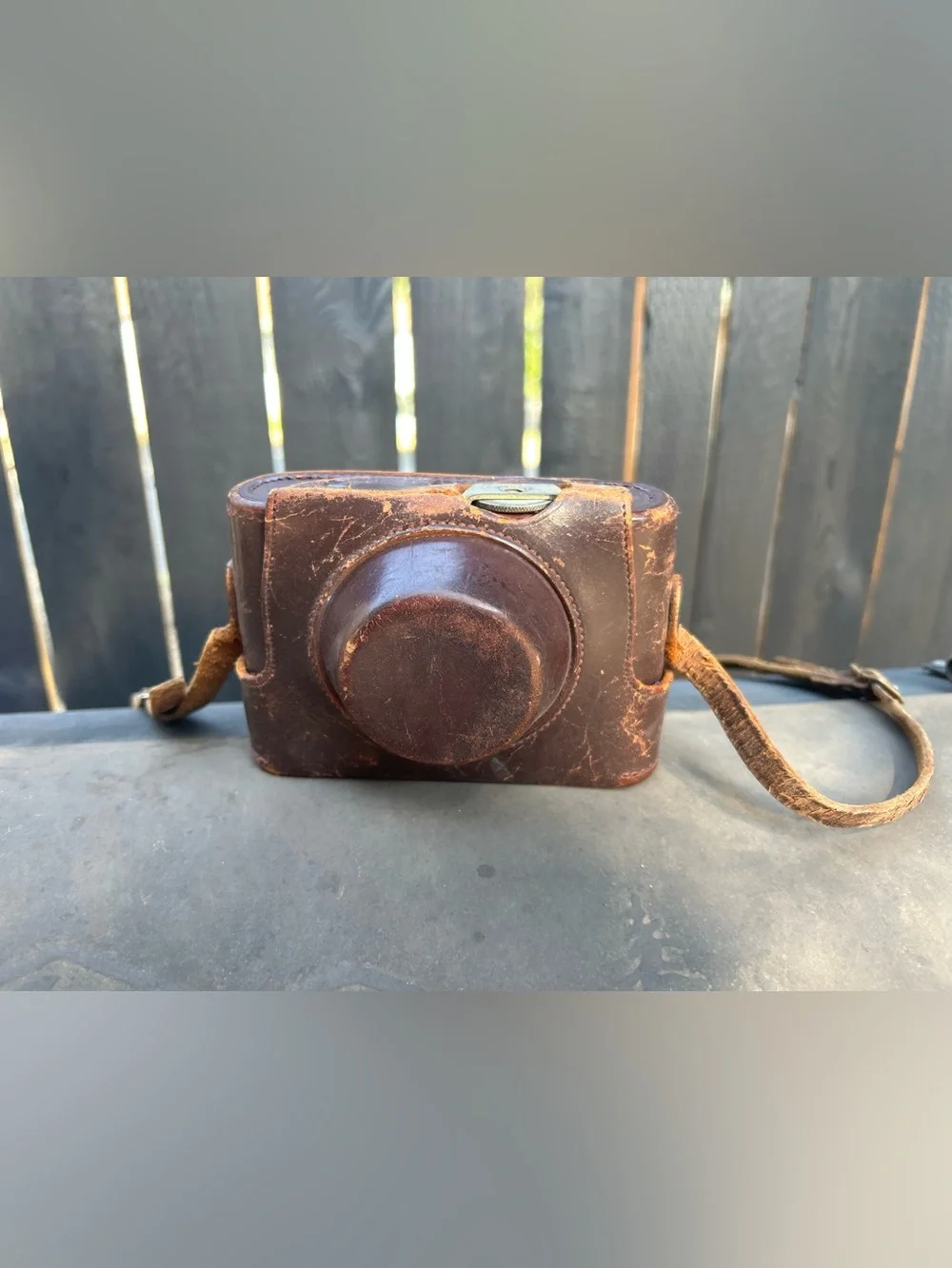Vintage Brown Leather Camera Case with Strap